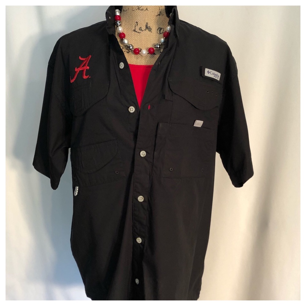 Men’s Columbia PFG Black ALABAMA Angler Shirt NWOT - Picture 4 of 8